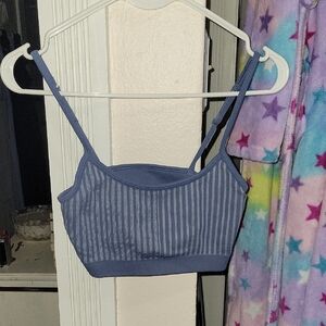 Aerie Navy Ribbed Bralette, Medium